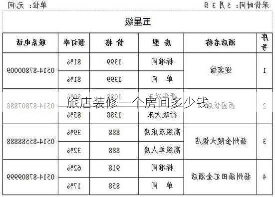 旅店装修一个房间多少钱