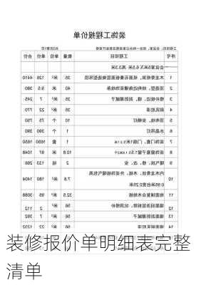 装修报价单明细表完整 清单-第1张图片-装修知识网