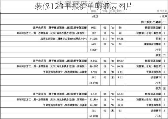 装修123平报价单明细表图片-第1张图片-装修知识网