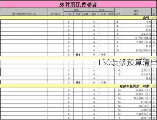 130装修预算清单-第2张图片-装修知识网