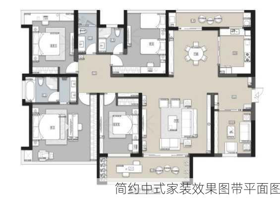 简约中式家装效果图带平面图-第2张图片-装修知识网