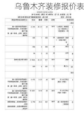 乌鲁木齐装修报价表